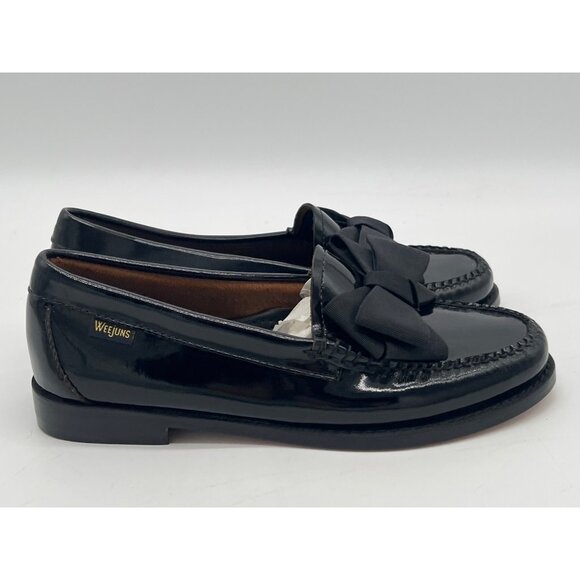 G.H. Bass Womens Weejuns Black Patent Leather Loafers With Grosgrain Bows Size 6 - Picture 5 of 9